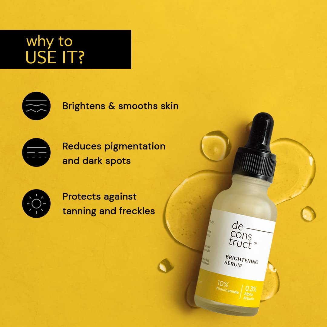 Deconstruct 10% Niacinamide Face Serum For Skin Brightening | Reduces Pigmentation & Dark Spots | 0.3% Alpha Arbutin Reduces Tan & Acne Marks | For Women & Men | Beginner Friendly | 30Ml