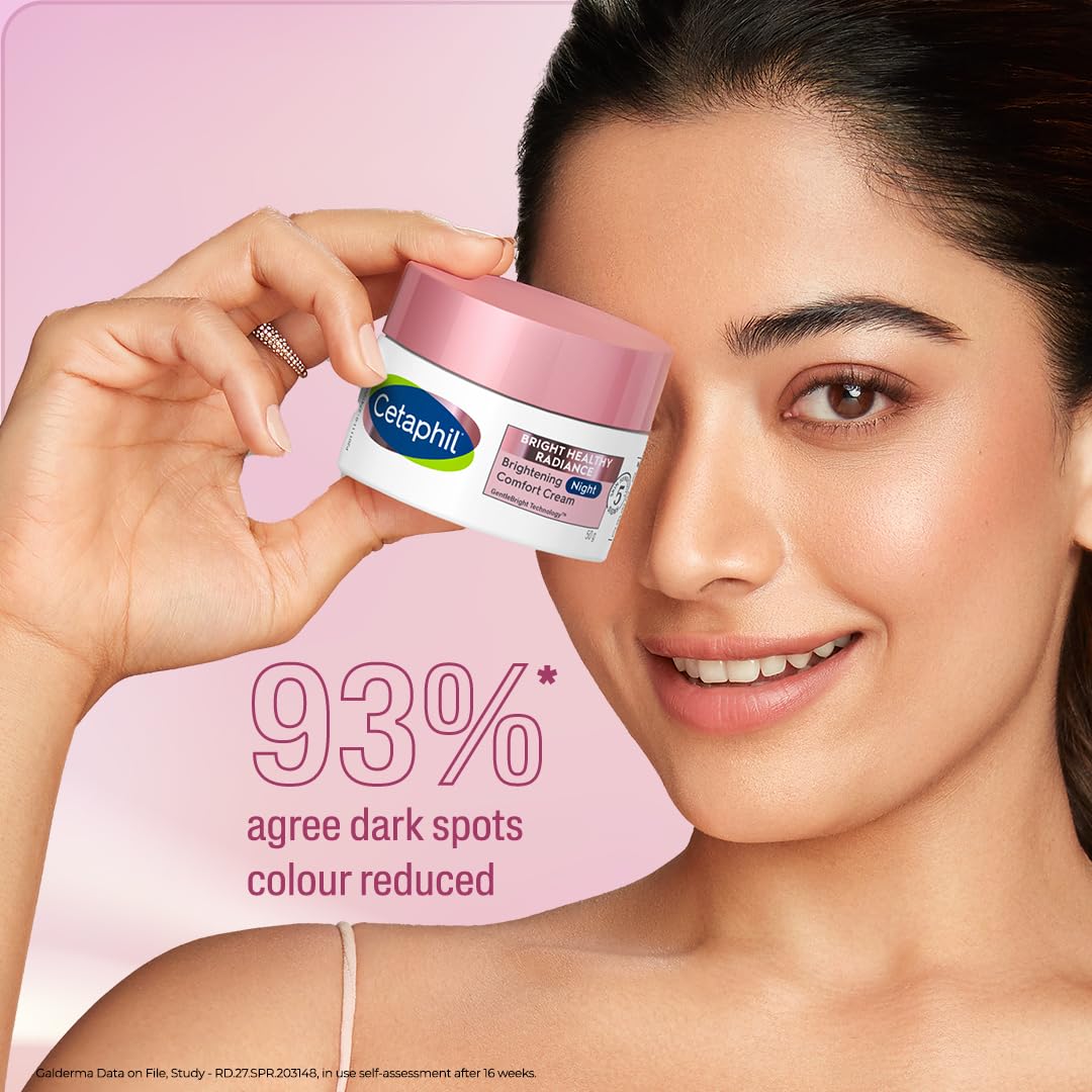 Cetaphil Brightening Night Comfort Cream - 50 g| For Dark Spots, Uneven Skin Tone| Hyaluronic Acid & Niacinamide| Fragrance Free| Dermatologist Recommended