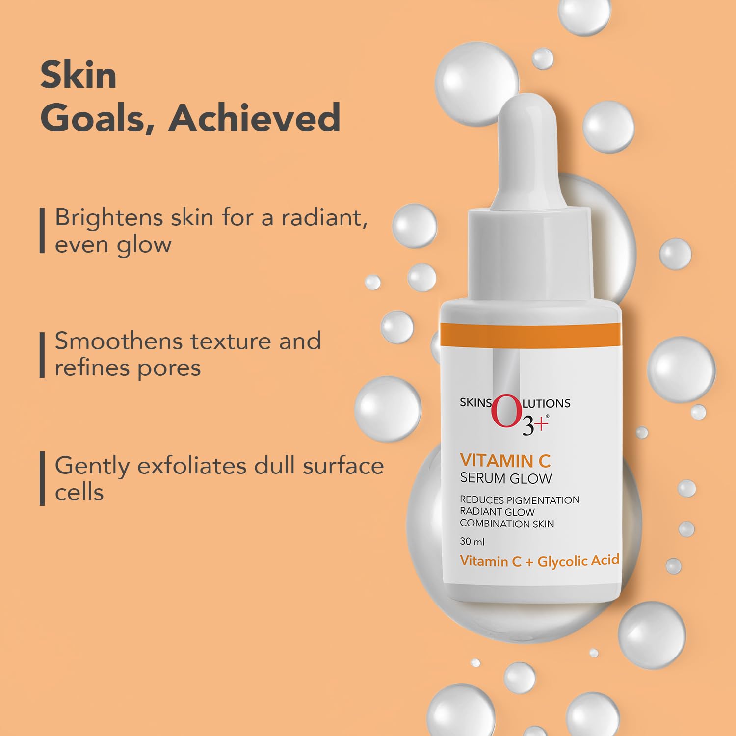 O3+ Vitamin C Face Serum Glow 30ml for Radiant Glowing Skin | Suitable for Combination Skin