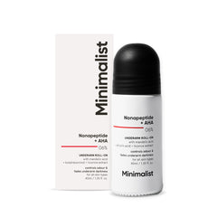 Minimalist Underarm Roll On Deodorant with Nonapeptide + AHA BHA 06% | Controls Odour & Fades Darkness | Fragrance & Aluminium Free | Exfoliating Deo For Women & Men | 40ml