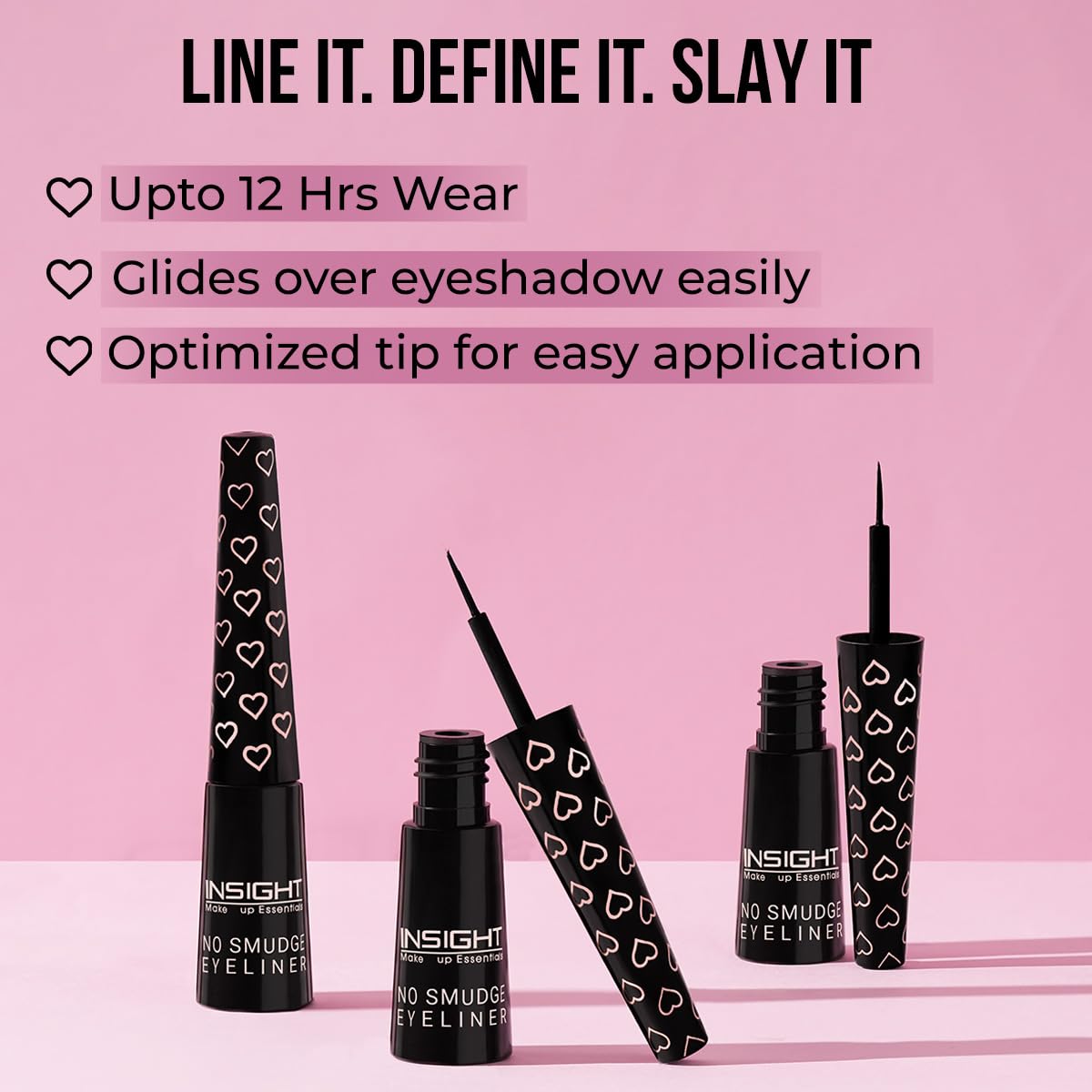 INSIGHT Gel Cosmetics No Smudge Eyeliner| Intense Matte Finish | Quick Drying |Smooth Application | Waterproof | Smudgeproof,(EL-53), Black 4 ML (Pack of 1)