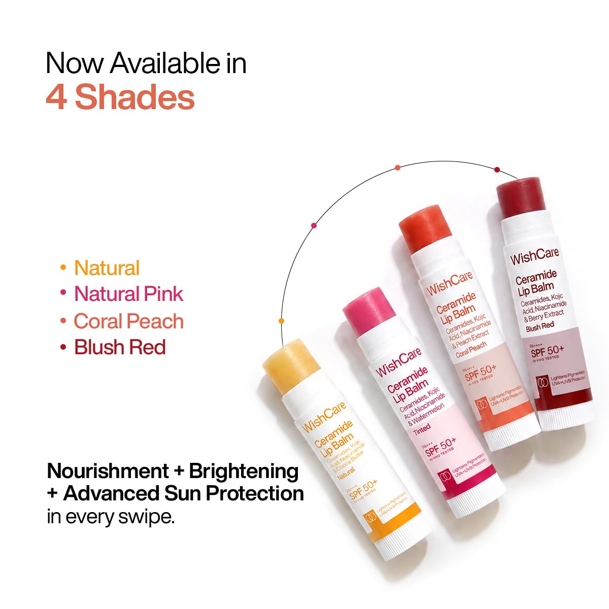 WishCare Tinted Lip Balm SPF 50 PA++++ | Brightening Lip Balm for Dark Lips | In-Vivo Tested | Kojic Acid & Niacinamide | For Women | 5g (Coral Peach)