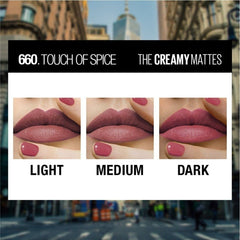 Maybelline New York Color Sensational Creamy Matte Lipstick | Touch of Spice, 3.9g