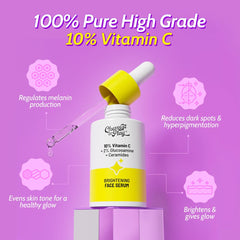 Chemist At Play 10% Vitamin C Serum for Glowing Skin | Pigmentation & Dark Spots | Skin Brightening Face Serum | With Ethyl Ascorbic Acid, Lactic Acid & Glucosamine | For Men & Women | 30 ml