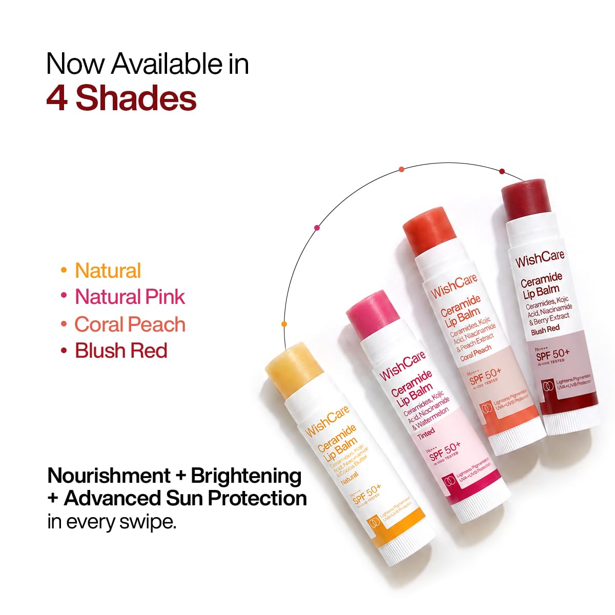 WishCare Tinted Lip Balm SPF 50 PA++++ | Brightening Lip Balm for Dark Lips | In-Vivo Tested | Kojic Acid & Niacinamide | For Women | 5g (Blush Red)