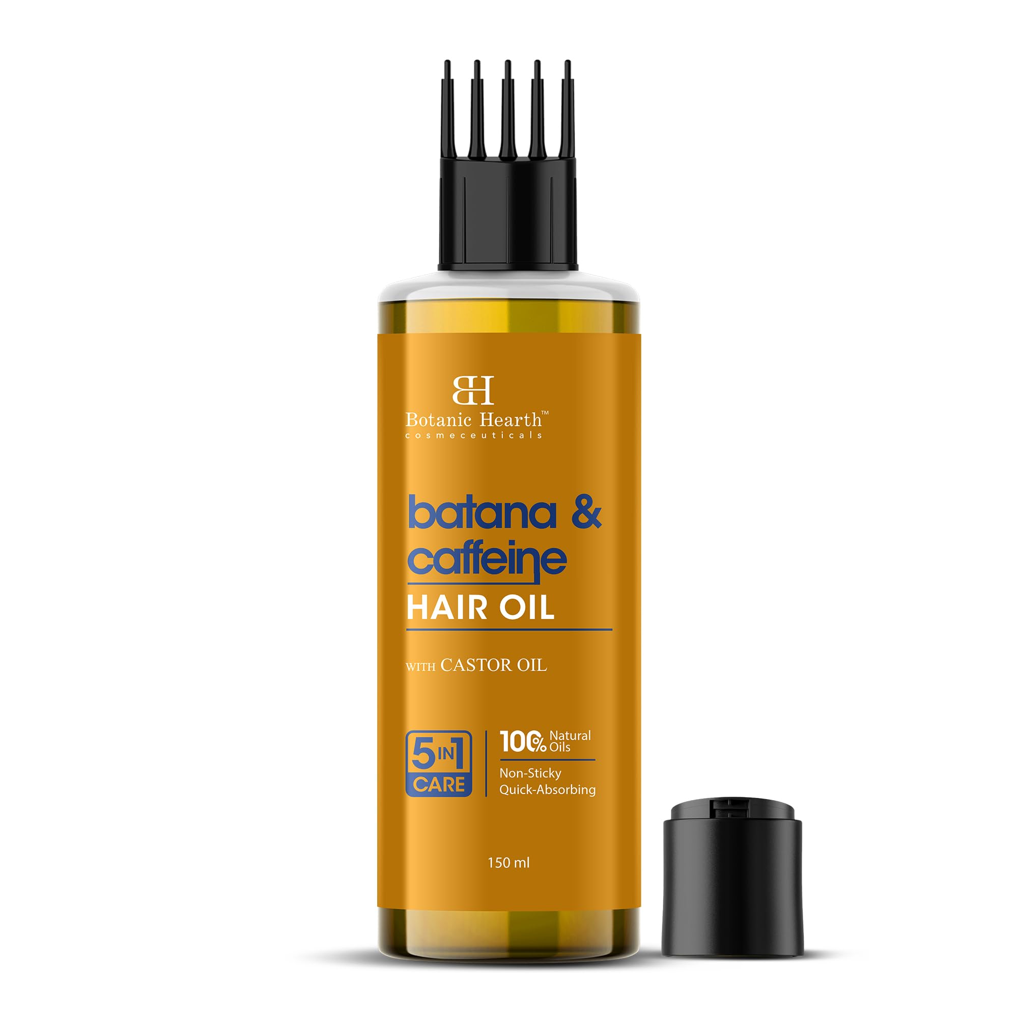 Botanic Hearth Batana Caffeine Hair Oil with Almond – 150ml – Nourishing & Strengthening Hair Treatment, Promotes Healthy Hair Growth, Enhances Shine & Moisture