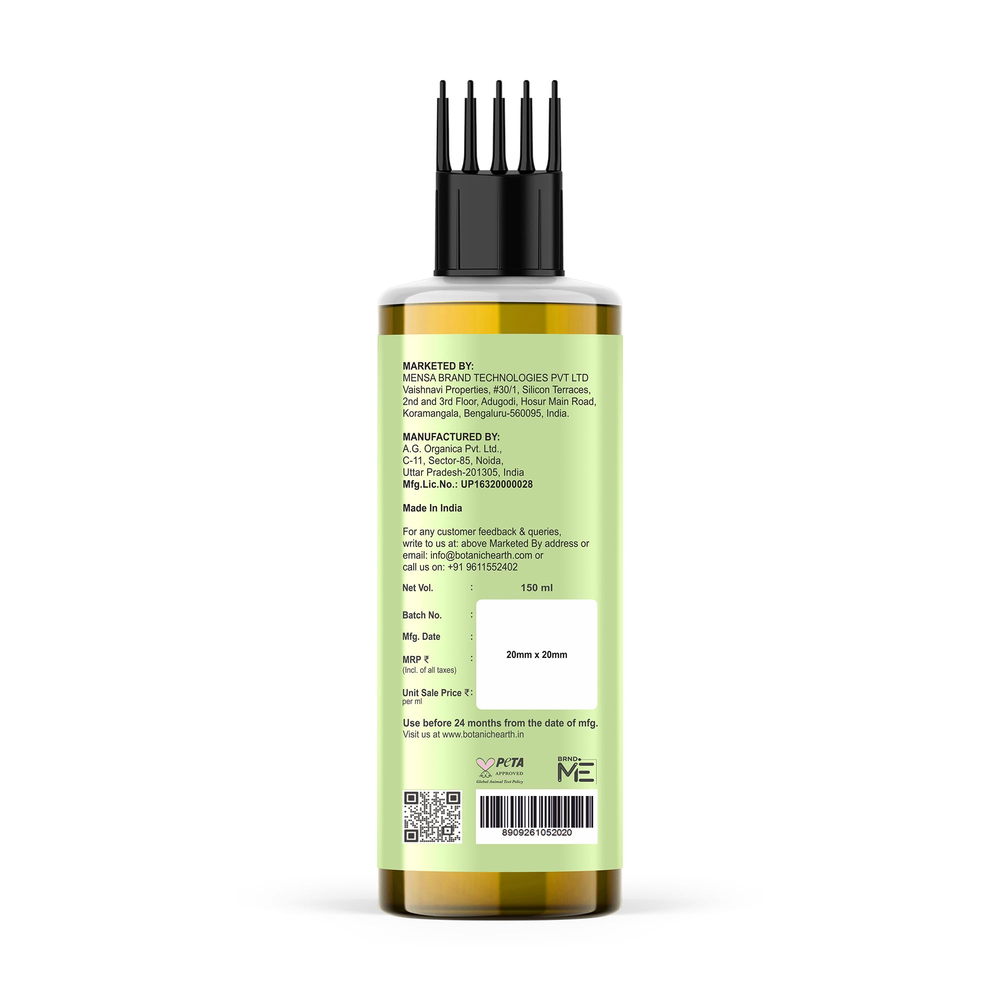Botanic Hearth Rosemary Batana Hair Oil with Biotin for Hair Growth & Hair Fall Control | Nourishing Scalp & Strengthening Hair Treatment| Non-Sticky, Fast-Absorbing| Comb Applicator Bottle | 150 ml