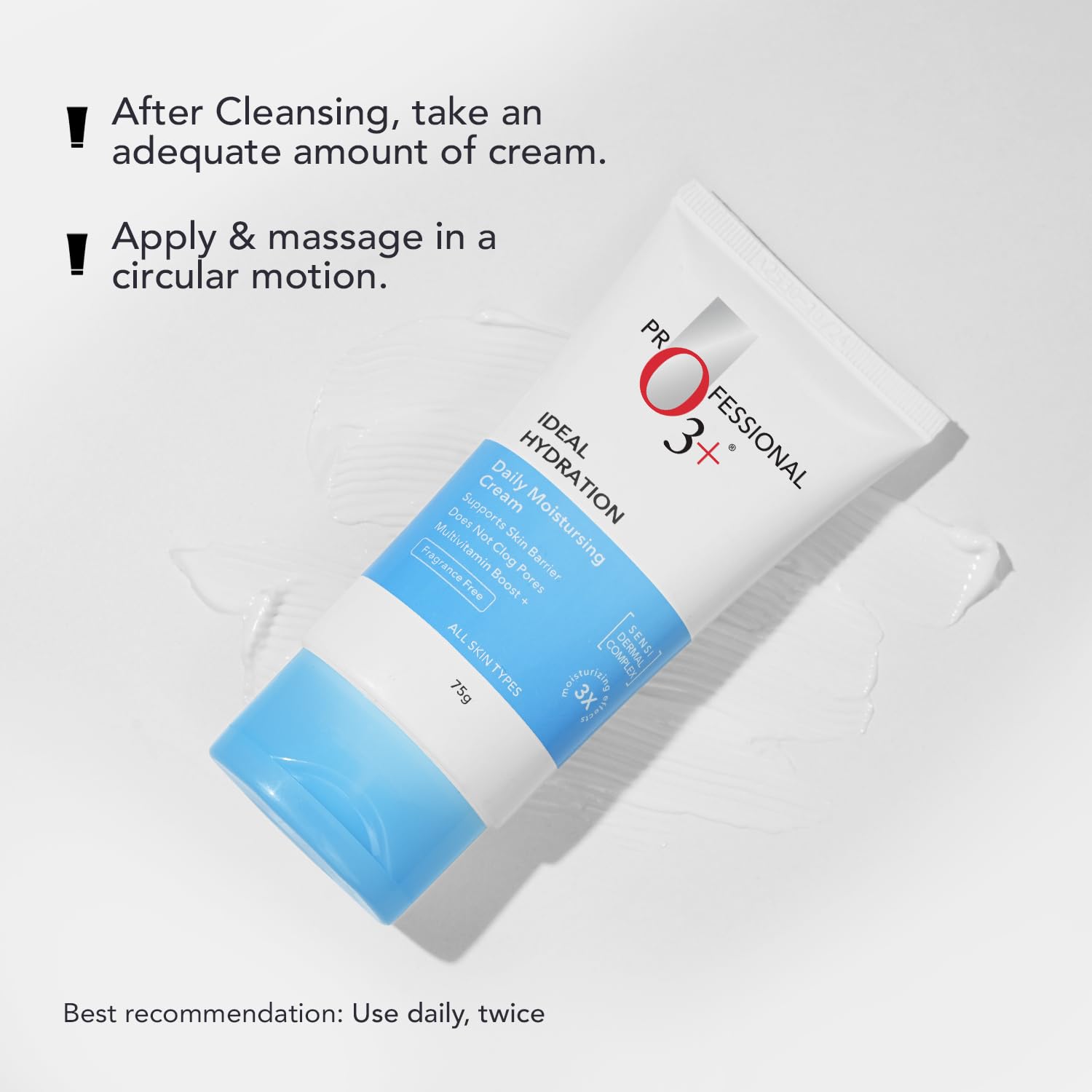 O3+ Ideal Hydration Daily Moisturising Cream With Hyaluronic Acid For Barrier Repair 75g
