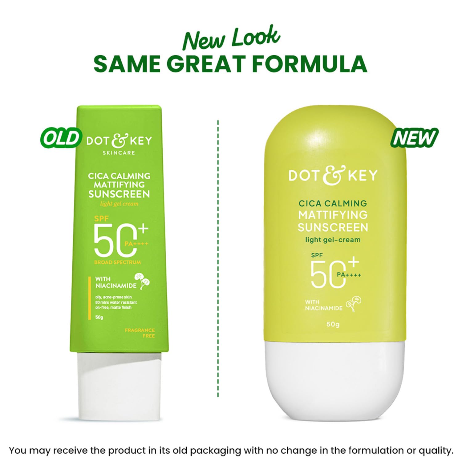 Dot & Key CICA Calming Mattifying Sunscreen SPF 50 PA++++ In-Vivo Tested | For Oily Acne Prone & Sensitive Skin | UVA/UVB Protection | No White Cast, Ultra Light, Fragrance Free | 50g