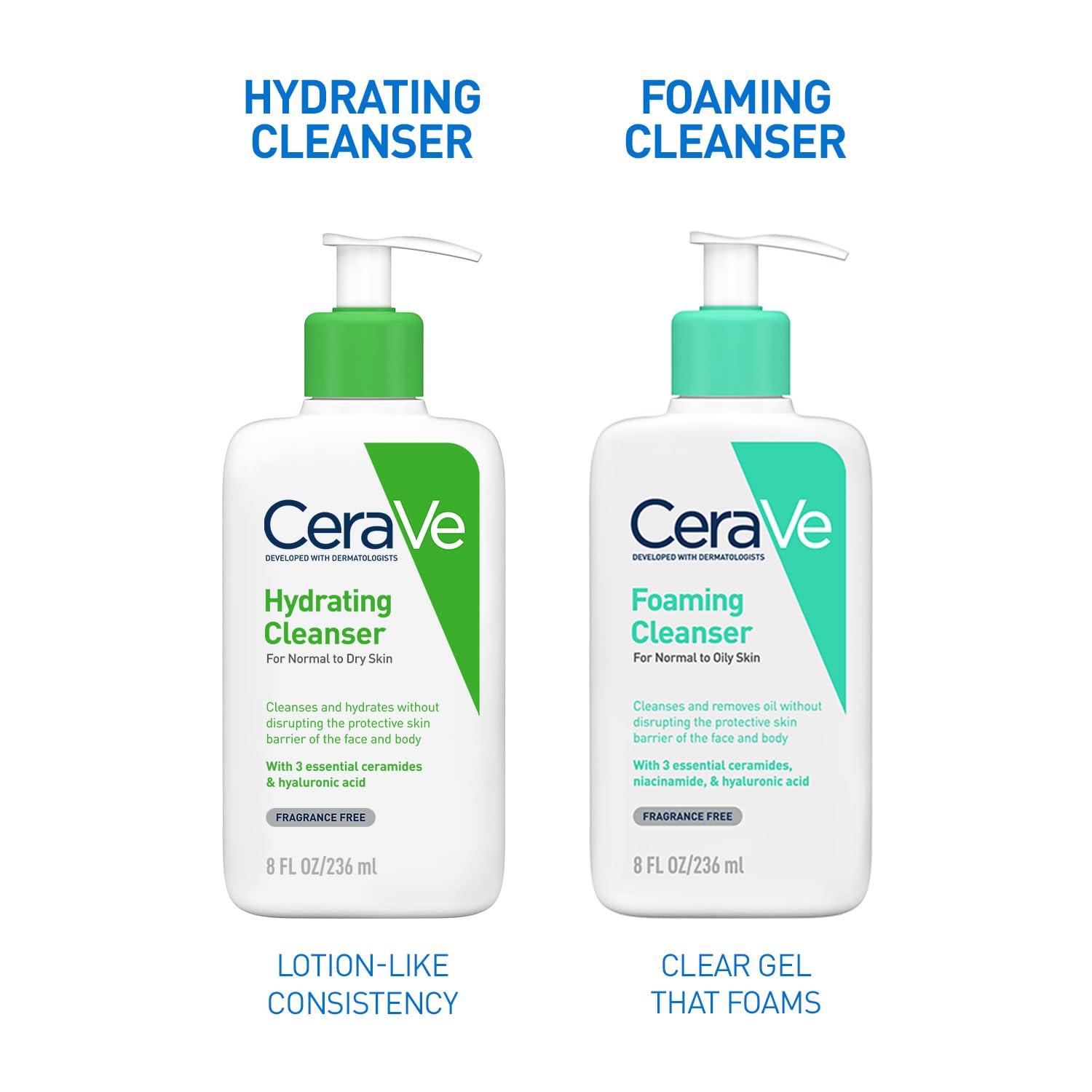 CeraVe Hydrating Cleanser For Normal To Dry Skin (236ml) - Non-Foaming Face Wash with Hyaluronic Acid And Ceramides | Non-Comedogenic, Non-Irritating And Fragrance-Free Cleanser