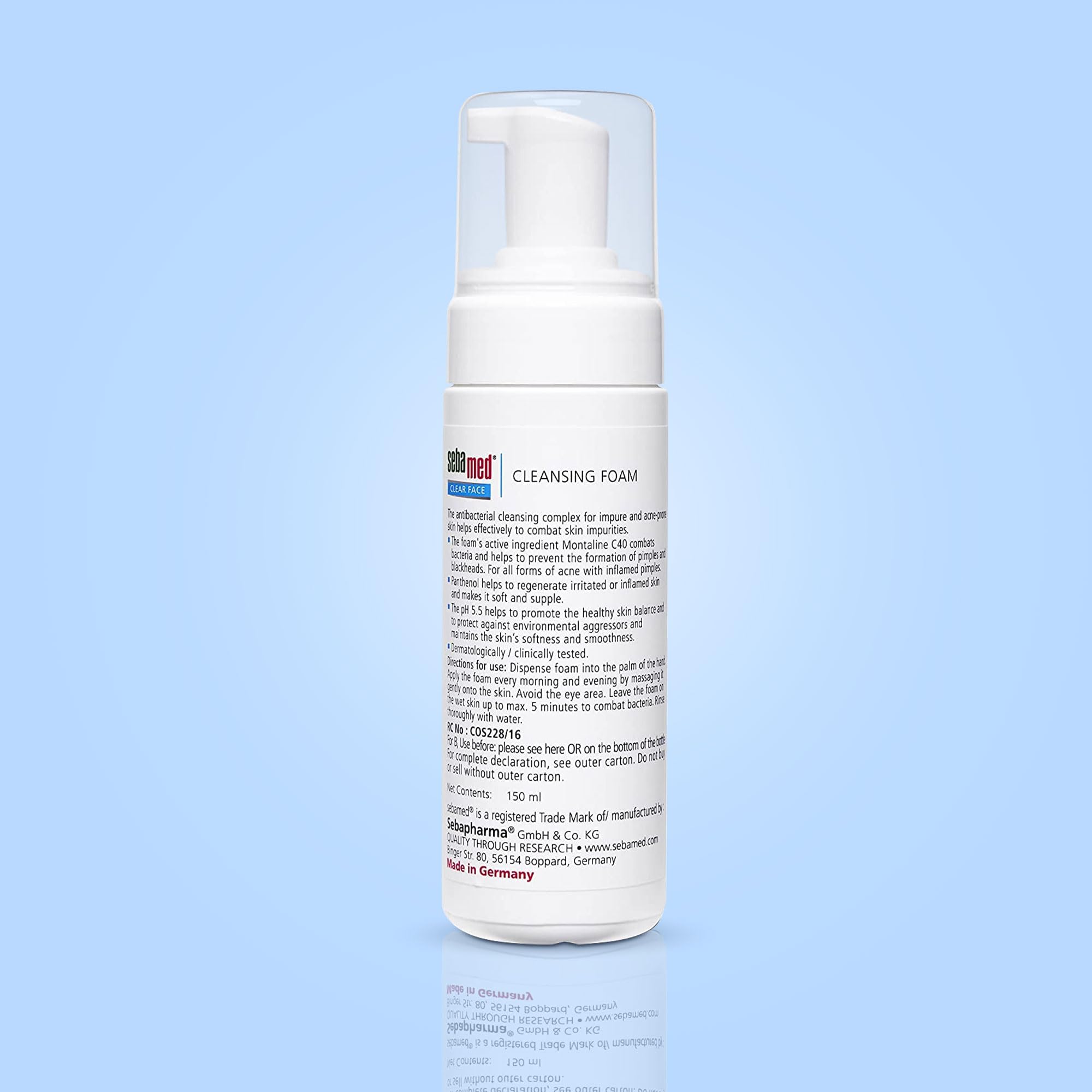 Sebamed Clear Face Cleansing Foam| pH 5.5 | Combats pimples with Montaline C40 | Deep pore cleansing | Dermatologically & clinically tested | 150ml