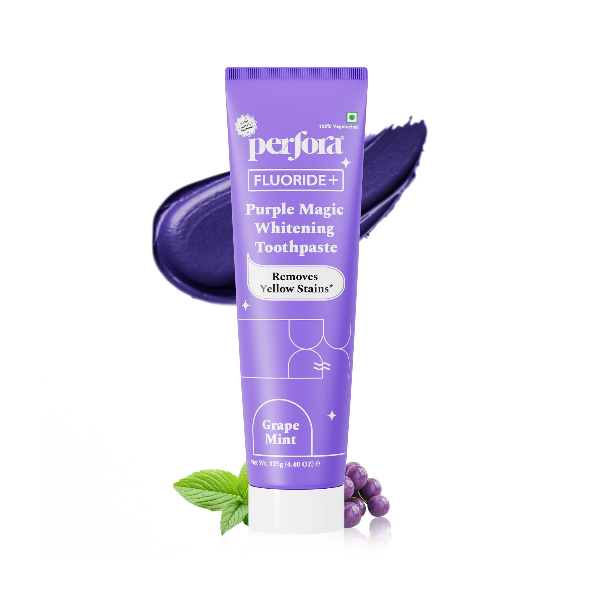 Perfora Purple Whitening Toothpaste-125g | Purple Toothpaste For Teeth Whitening | Teeth Stain Remover | Enamel Safe & Effective Teeth Whitener Oral care | Grape Mint