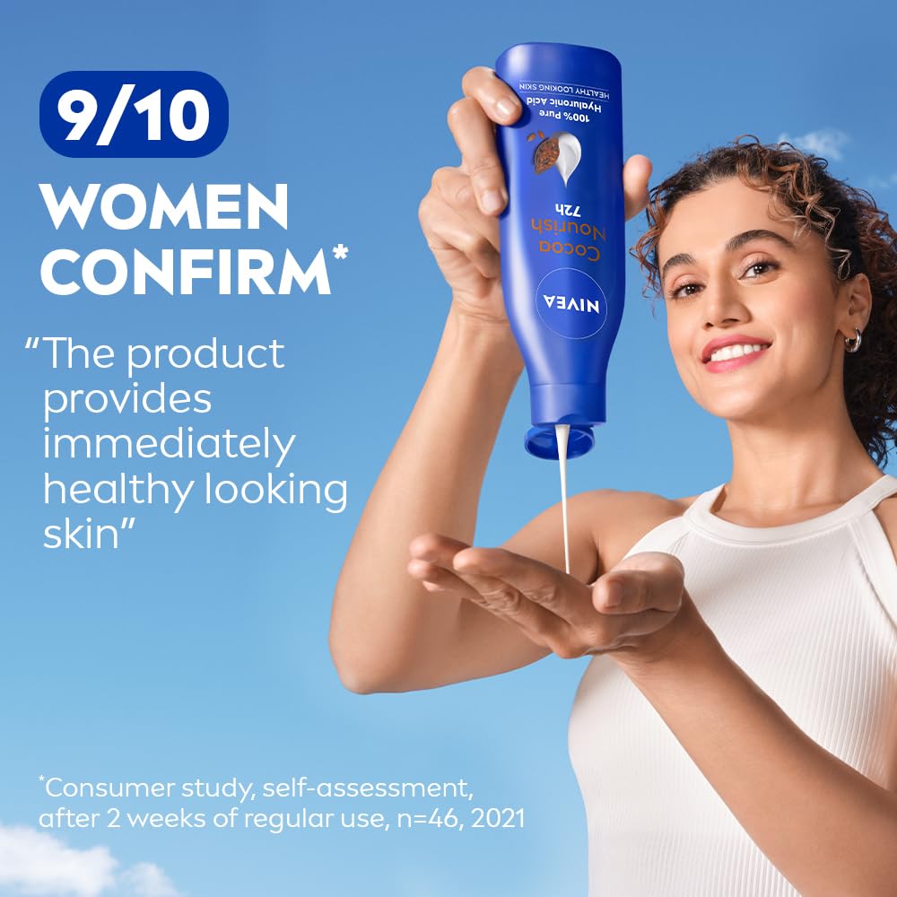 NIVEA Cocoa Nourish 200ml Body Lotion with Deep Moisture Serum| 48 H Moisturization | With Cocoa Butter & Coconut Oil | Non Greasy & Healthy Looking Skin |For Very Dry Skin