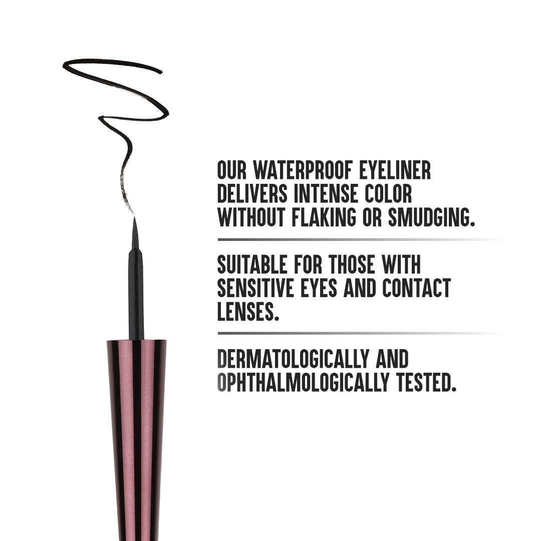 Colorbar Waterproof Opaque Liquid Eyeliner Opaque Finish - Black, 2.5ml |Smudge Proof| Long Lasting| Flexible Applicator.