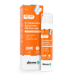 The Derma Co 1% Hyaluronic Sunscreen Oil-Free Matte Gel SPF 50 PA++++ | For Oily, Acne-Prone Skin | Lightweight Texture | No White Cast | Broad Spectrum Protection & Blue Light Protection |