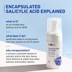 Plum 1% Encapsulated Salicylic Acid Foaming Face Wash | Fights Active Acne, Blackheads & Breakouts | with Glycolic Acid & Fruit AHAs | All Skin Types | Creamy Face Cleanser for Women & Men | 110ml