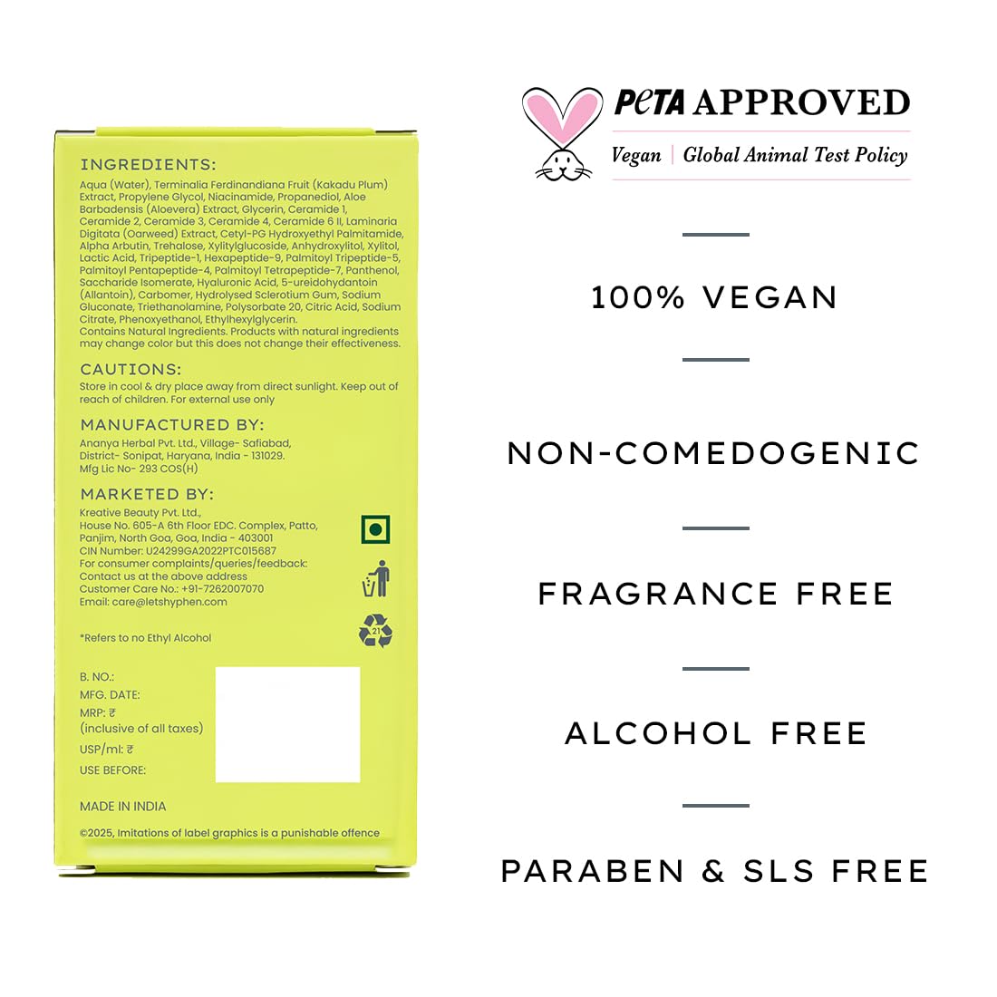 Hyphen 5% Niacinamide, 1% Alpha Arbutin & 25% Kakadu Plum Brightening Face Serum | 20X Vitamin C for Glowing Summer Skin | Hydrating Serum for Dark Spots, Pigmentation & Dryness | All Skin Types