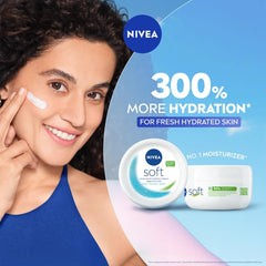 NIVEA Soft Moisturizing Cream, Lightweight Non-Sticky Daily Moisturizer with 72Hr Hydration, Vitamin E & Jojoba Oil | Hydrating Face, Body & Hand Cream for Dry to Normal Skin | Soft Glowing Skin - 300ml