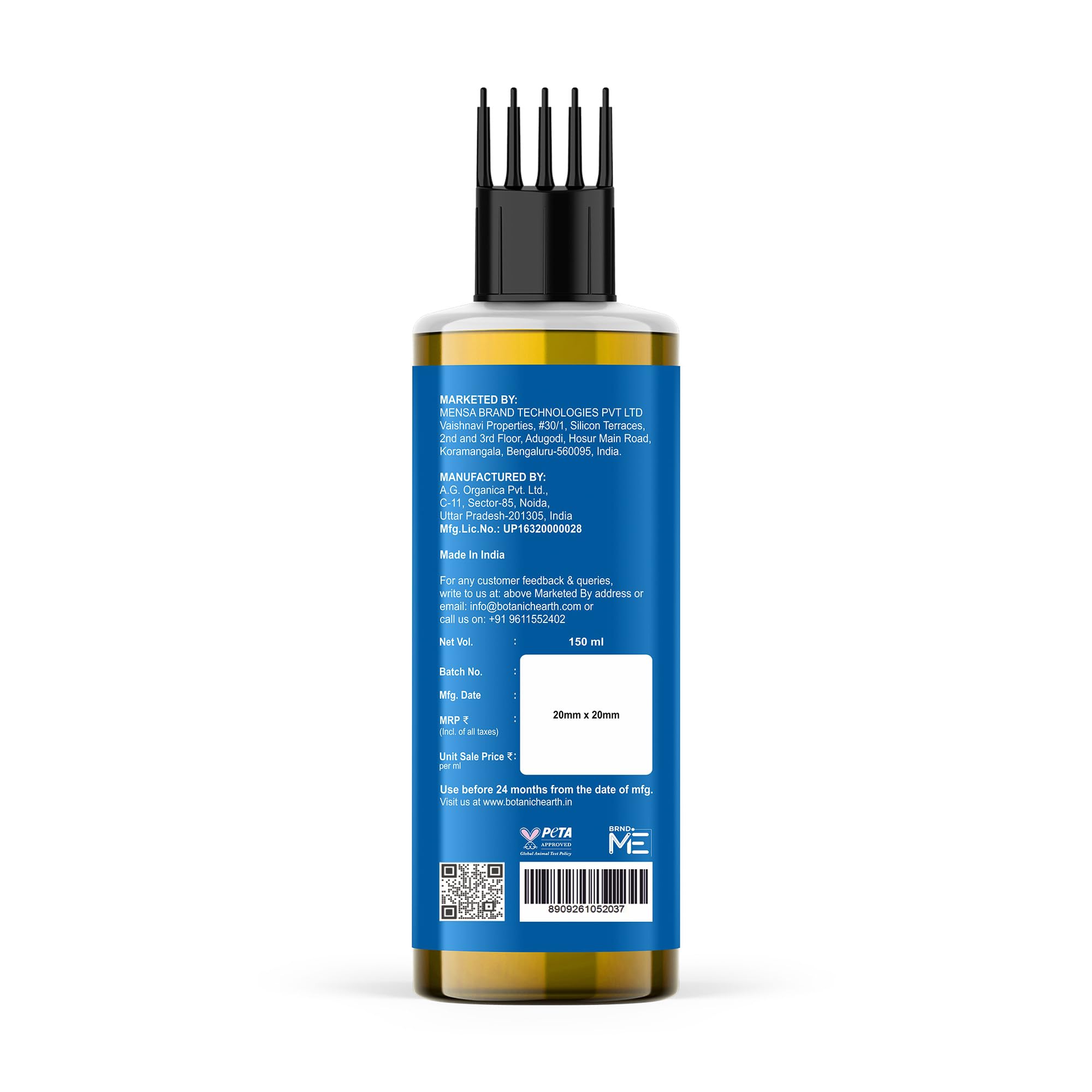 Botanic Hearth 100% Pure Rosemary & Castor Oil for Hair Growth | Stimulates Growth, Boosts Thickness, and Nourishes Scalp | 150 ml