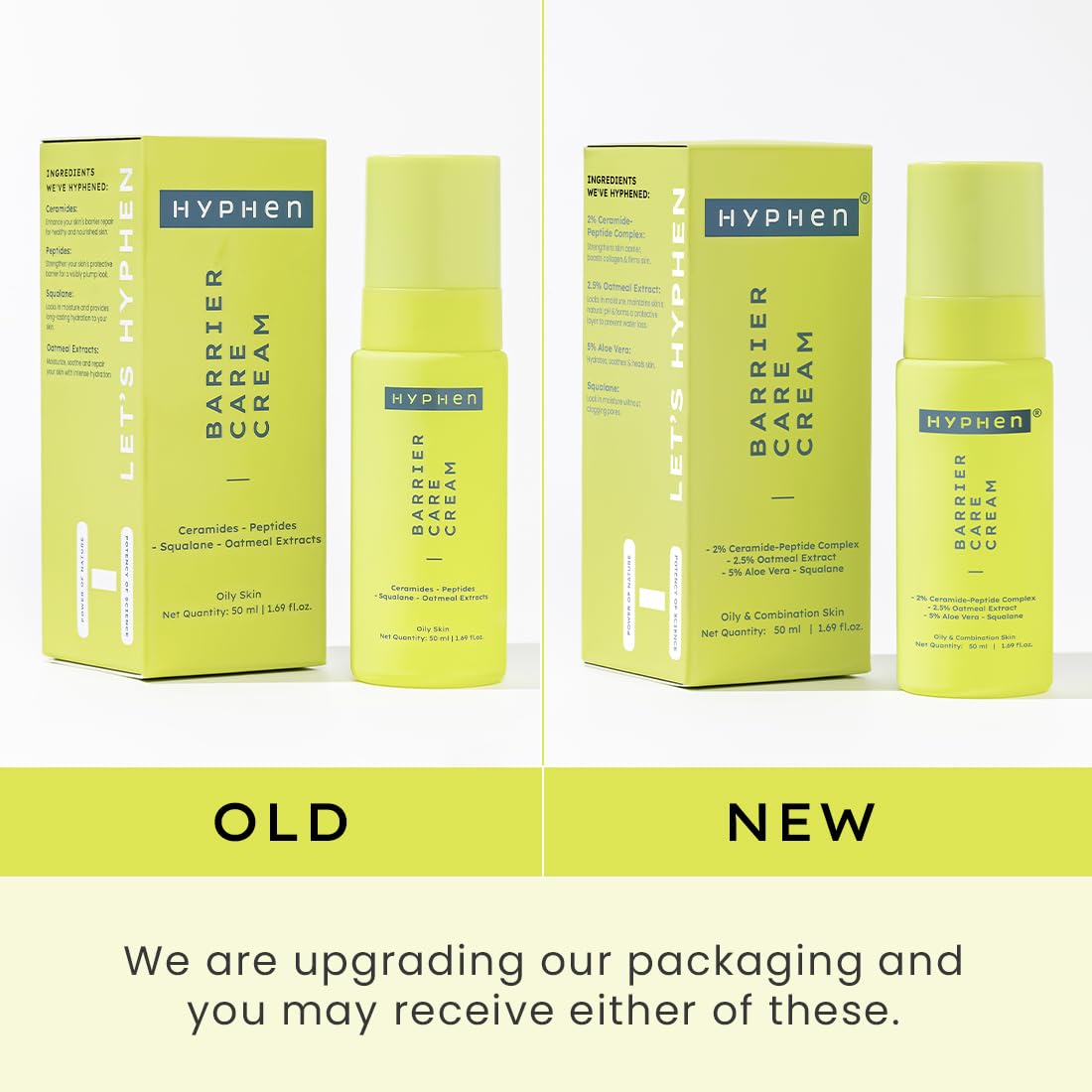 Hyphen 2% Ceramide-Peptide Complex Barrier Repair Face Moisturizer- Oily Skin | Lightweight Gel Cream, Oil-Free Hydration- Dull, Dehydrated Skin | Non-Comedogenic Non-Sticky Cream for Women, Men -50ml