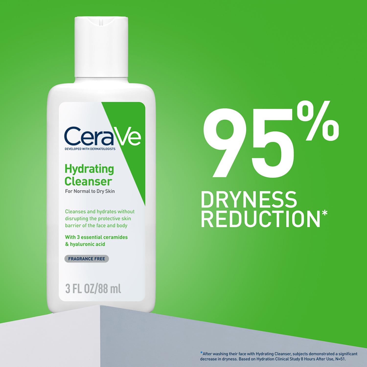 CeraVe Hydrating Cleanser For Normal To Dry Skin (88ml) - Non-Foaming Face Wash with Hyaluronic Acid And Ceramides | Non-Comedogenic, Non-Irritating And Fragrance-Free Cleanser