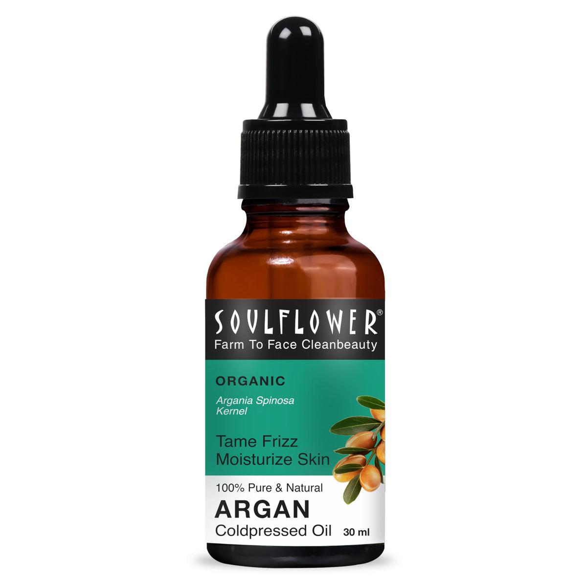 Soulflower Moroccan Argan Oil for Light Oil for styling for Frizzy, Dry & thin hair, Hair Growth, Hair Fall Control for Men & Women |100% Pure, Organic & Natural, Rich in Omega 3, Vitamin E | 30ml