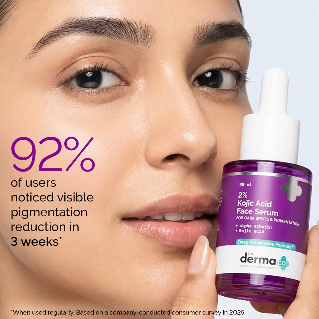 The Derma Co. 2% Kojic Acid Face Serum with Alpha Arbutin, Powered by Deep Penetration Formula™ | Fights Pigmentation | Fades Dark Spots | Brightens & Evens Skin Tone | 30 ml