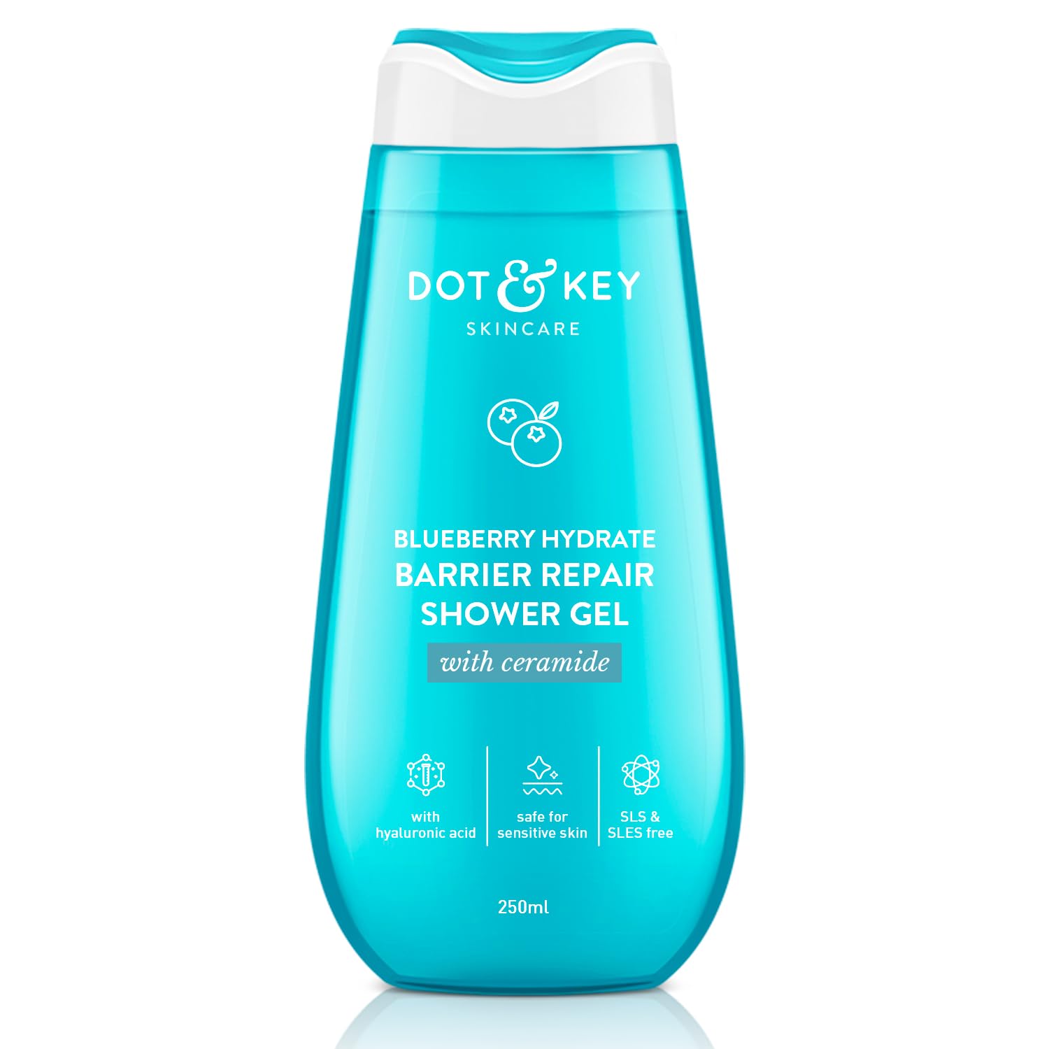 Dot & Key Blueberry Hydrate Barrier Repair Shower Gel | Sulphate Free & Non Drying | Body Wash For Sensitive, Dry & Normal Skin | 250ml