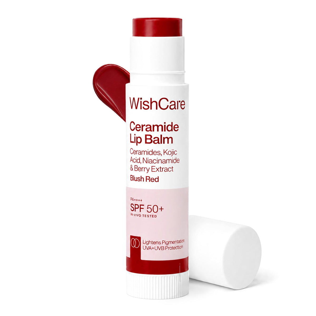 WishCare Tinted Lip Balm SPF 50 PA++++ | Brightening Lip Balm for Dark Lips | In-Vivo Tested | Kojic Acid & Niacinamide | For Women | 5g (Blush Red)