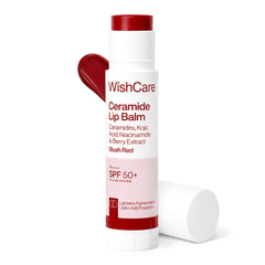 WishCare Tinted Lip Balm SPF 50 PA++++ | Brightening Lip Balm for Dark Lips | In-Vivo Tested | Kojic Acid & Niacinamide | For Women | 5g (Blush Red)