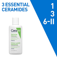 CeraVe Hydrating Cleanser For Normal To Dry Skin (88ml) - Non-Foaming Face Wash with Hyaluronic Acid And Ceramides | Non-Comedogenic, Non-Irritating And Fragrance-Free Cleanser