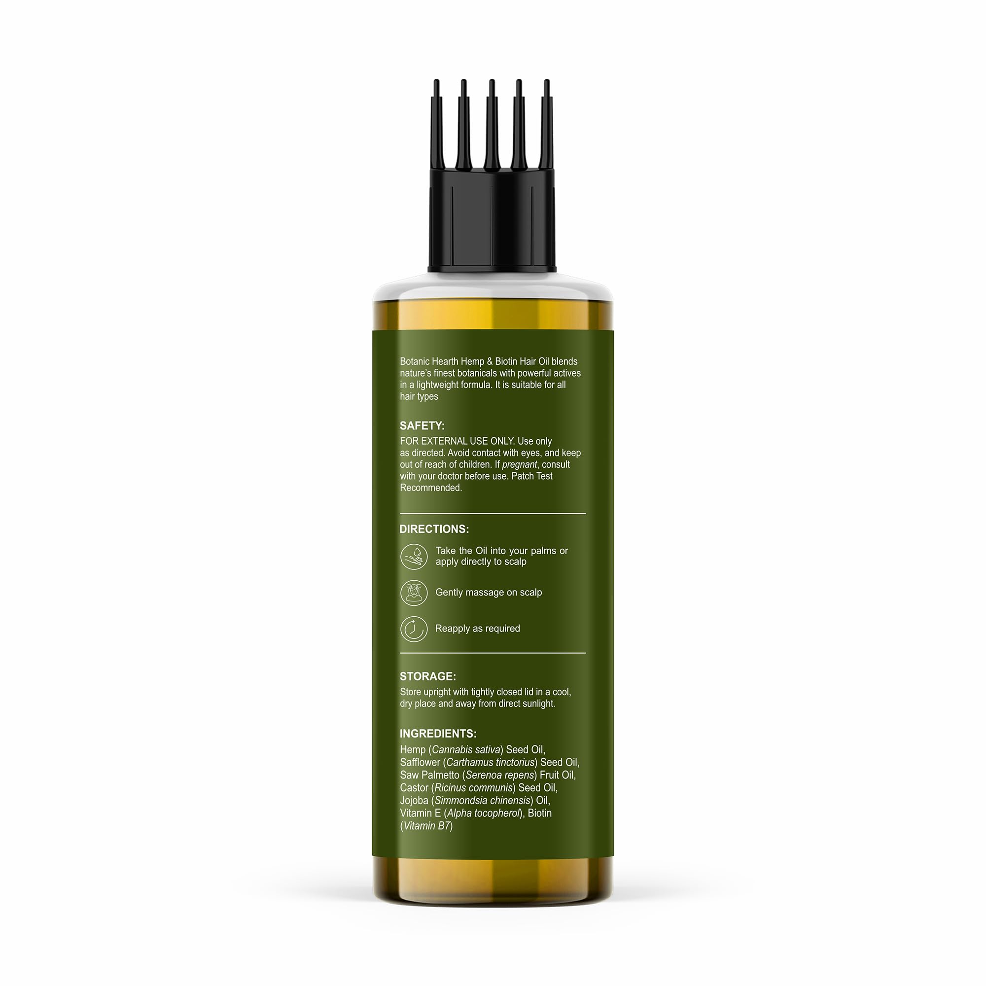 Botanic Hearth Hemp & Biotin Hair Oil for Hair Growth & Strength with Saw Palmetto – 150ml, Non-Sticky & Fast-Absorbing – 100% Natural Oils for Healthy Scalp & Hair – with Hair Oil Applicator