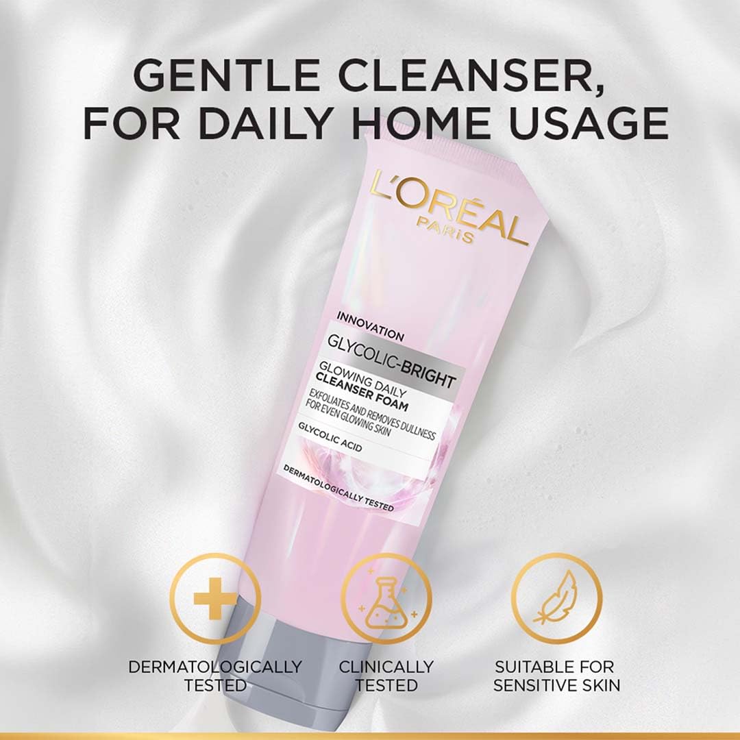 L'Oréal Paris Glycolic Bright Daily Foaming Face Cleanser, 100ml