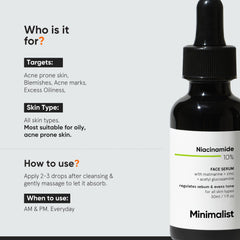 Minimalist 10% Niacinamide Serum with Zinc – Reduces Acne Marks, Controls Oil & Minimizes Pores | Vitamin B3 for Blemish-Free, Clear Skin | For Oily & Acne-Prone Skin (60 ml)