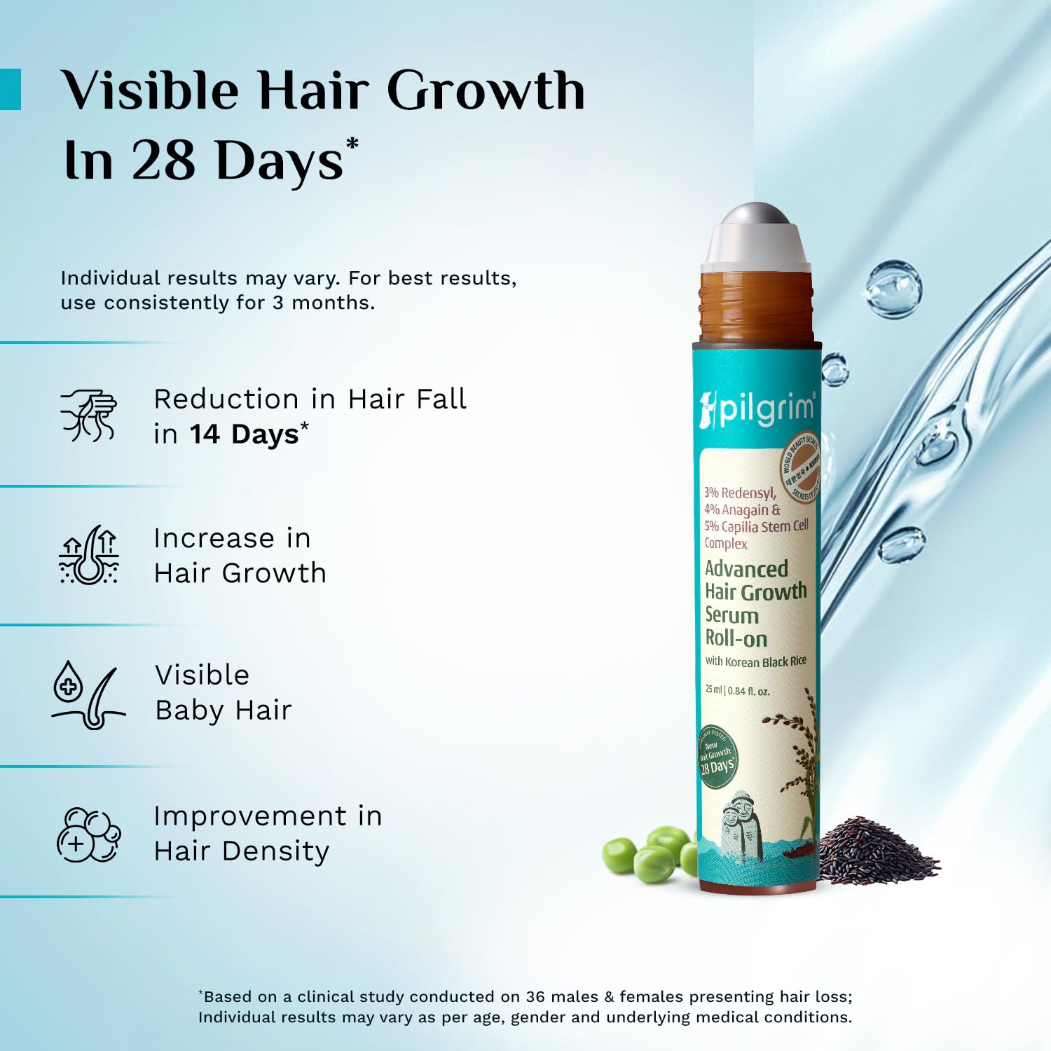 Pilgrim Advanced Hair Growth Serum Roll On with Redensyl & AnaGain - 25ml