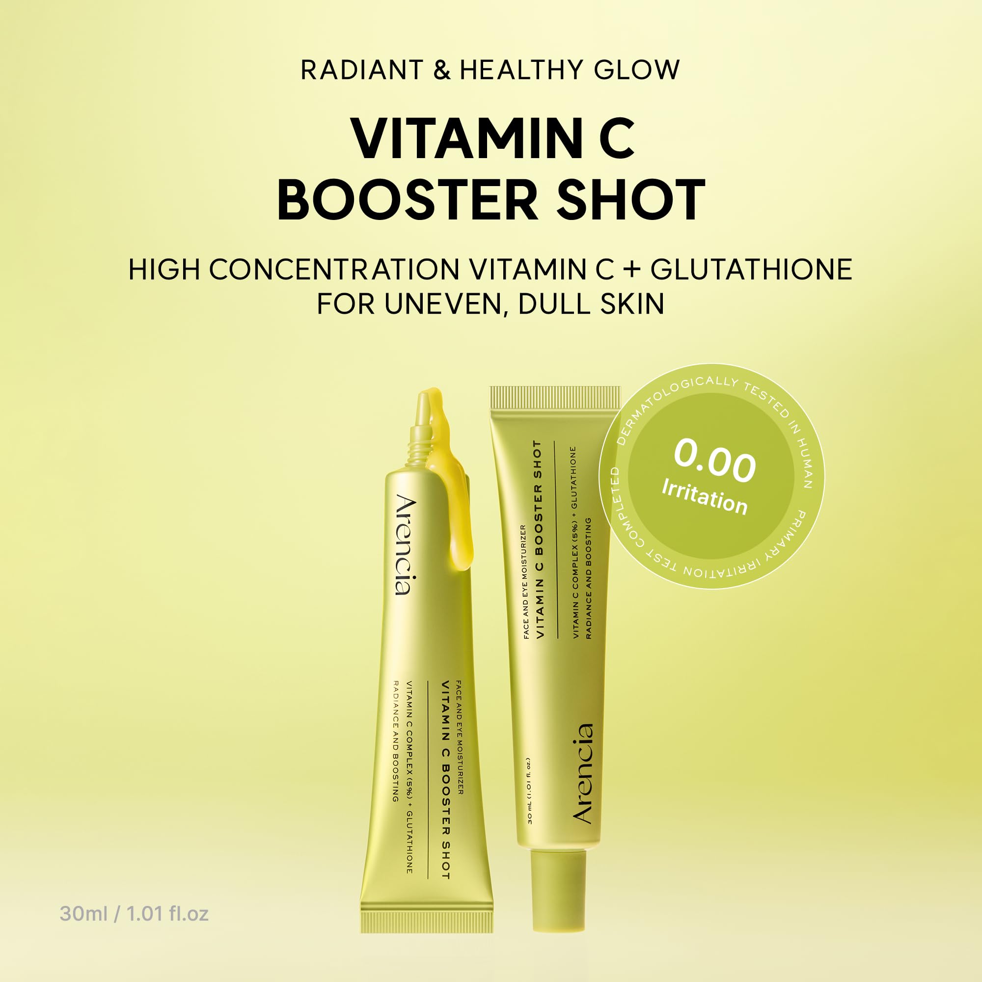 Arencia Vitamin C Booster Shot, 5% Dual Vitamin C + Glutathione Serum for Dark Spot Care