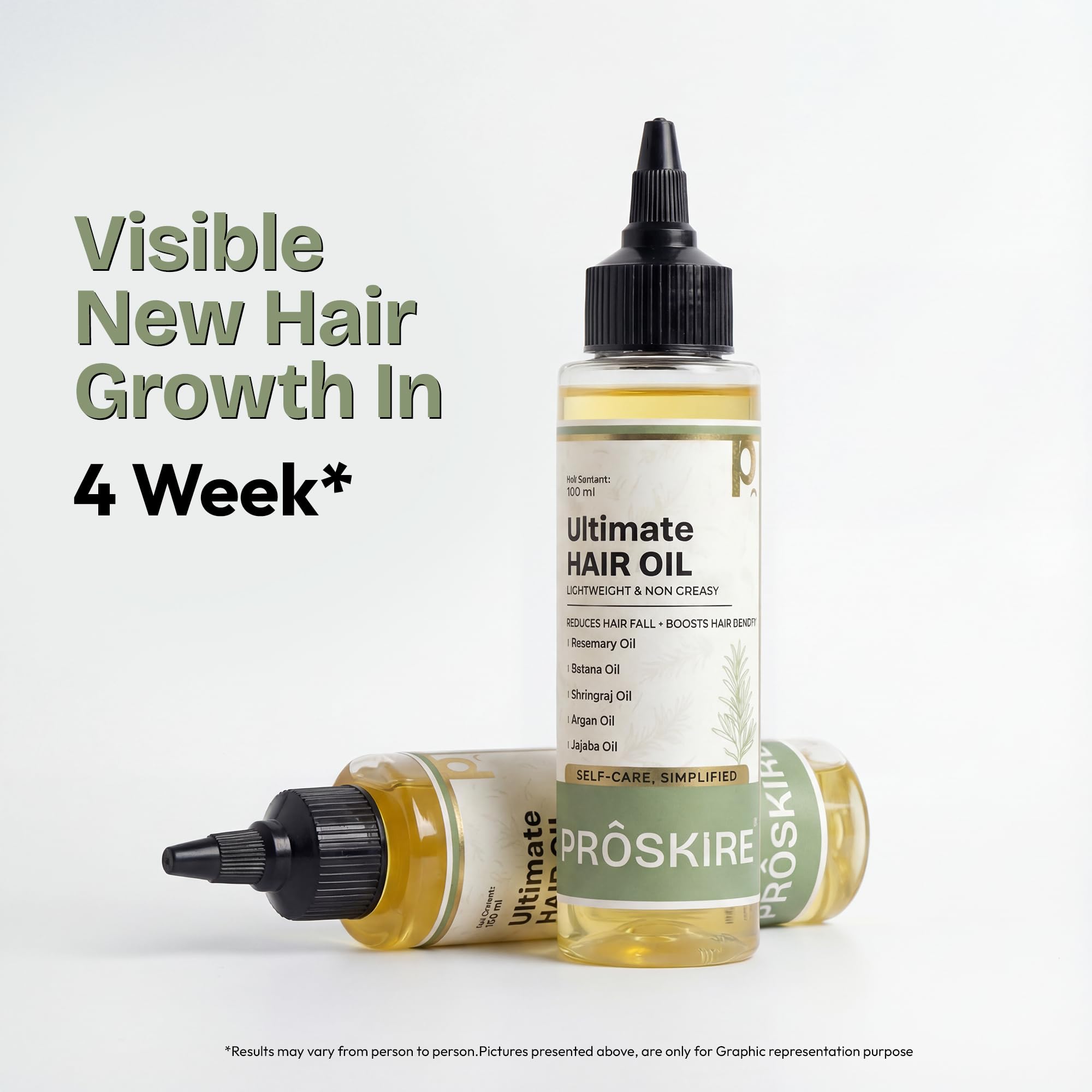 Proskire Ultimate Hair Growth Oil | Lightweight Non-Greasy Hair Growth Oil with Rosemary, Batana & Bhringraj | Reduces Hair Fall & Boosts Hair Density - 100ml