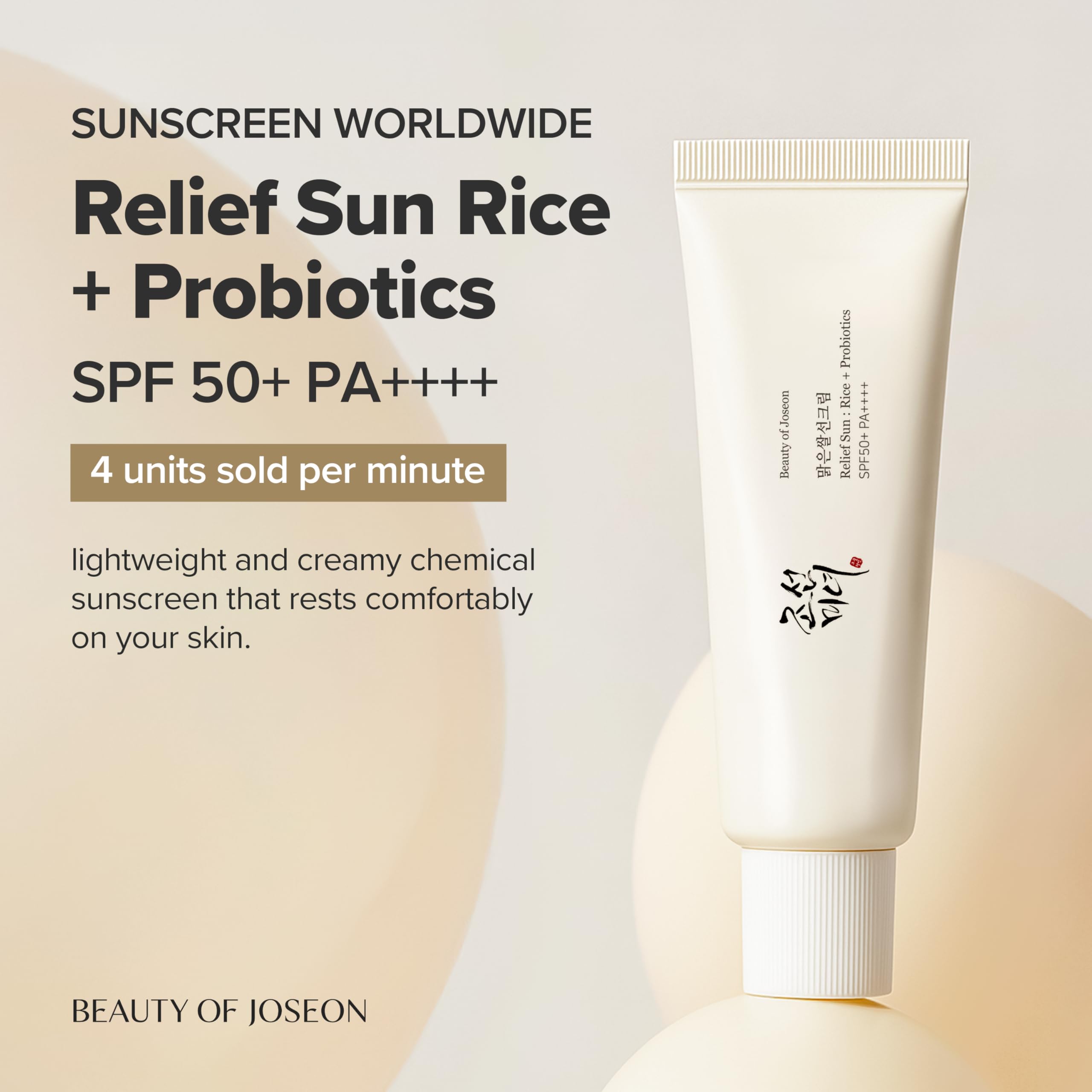 Beauty of Joseon Relief Sun Rice + Probiotics 50 ml SPF 50+ PA++++ Lightweight Korean Sunscreen for Oily Skin