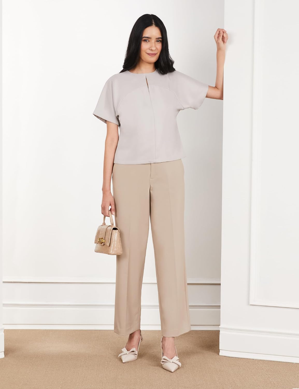 Symbol Premium Women's Wide Leg 4-Way Stretch Formal Trousers | Flexi-Waist | Waistband Gripper | Desk-to-Dinner (Available in Plus Sizes)