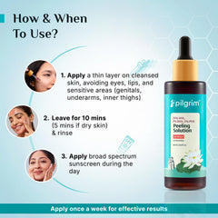 Pilgrim 25% AHA + 2% BHA + 5% PHA Peeling Solution 60ml For Face & Body |10-Minute Facial At Home|Gentle Exfoliating Serum for Tan Removal |For Glowing Skin, Even Skin Tone, Pore Cleansing |Men, Women