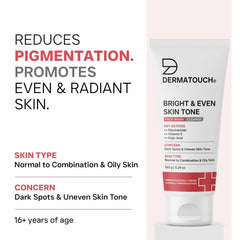 DERMATOUCH Bright & Even Tone Face Wash with Niacinamide, Vitamin E and Kojic Acid | For Tan, Pigmentation Dark Spots & Uneven Skin Tone | Oil Control | Dermatologist Tested | For Men & Women | 150g