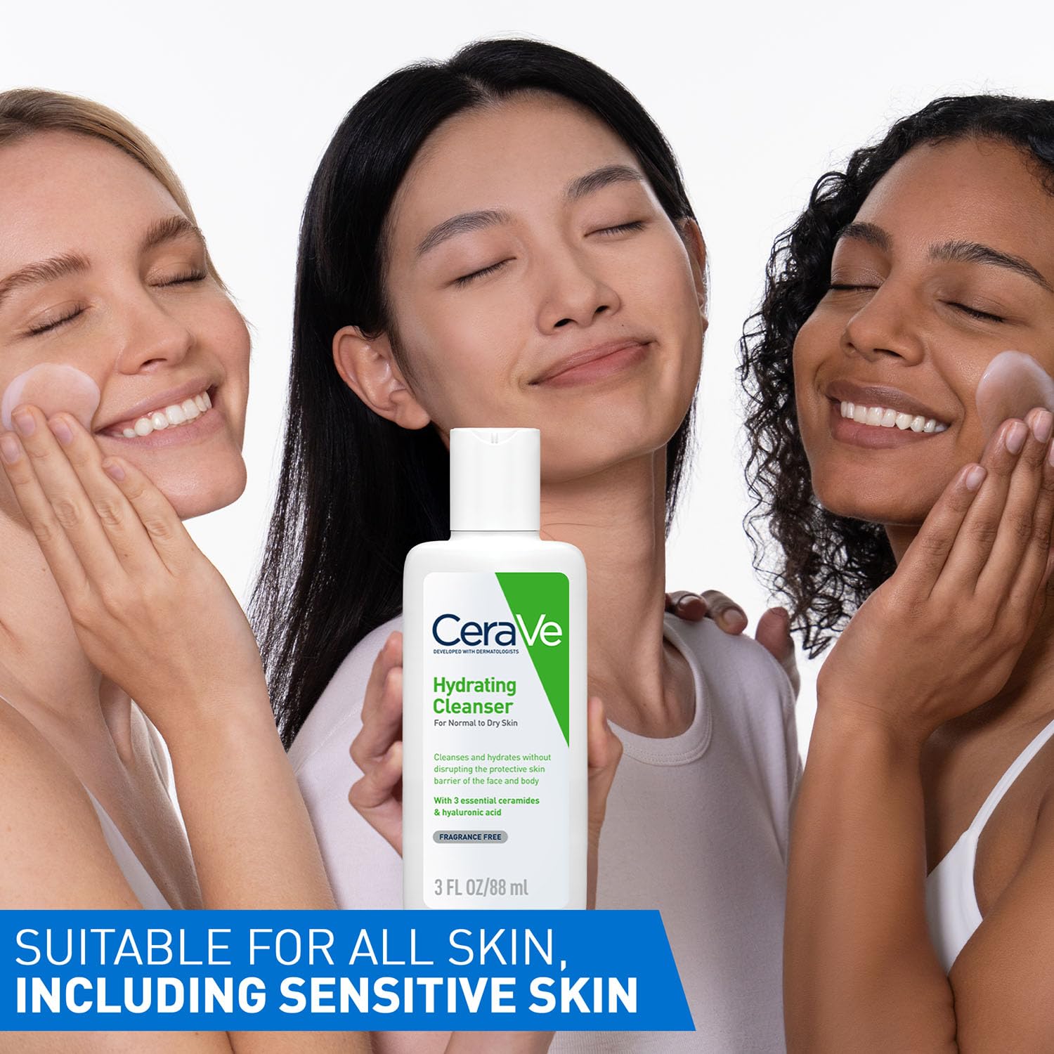 CeraVe Hydrating Cleanser For Normal To Dry Skin (88ml) - Non-Foaming Face Wash with Hyaluronic Acid And Ceramides | Non-Comedogenic, Non-Irritating And Fragrance-Free Cleanser