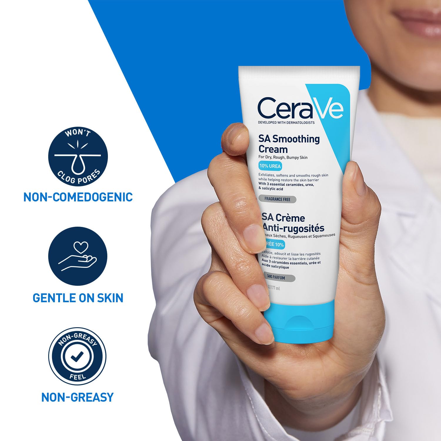 CeraVe SA Smoothing Cream | Exfoliating and Skin Smoothing Cream for Rough, Dry & Bumpy Skin with Salicylic Acid & Ceramides | Dermatologist Recommended, 177ml