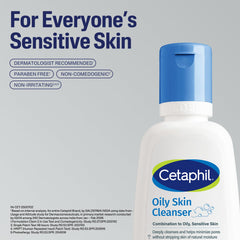 Cetaphil Oily Skin Cleanser Face Wash 59ml | Deep Cleansing for Oily, Acne Prone Skin | Gentle Foaming, Non-Irritating, pH Balanced | Dermatologist Recommended | For Your Sensitive Skin