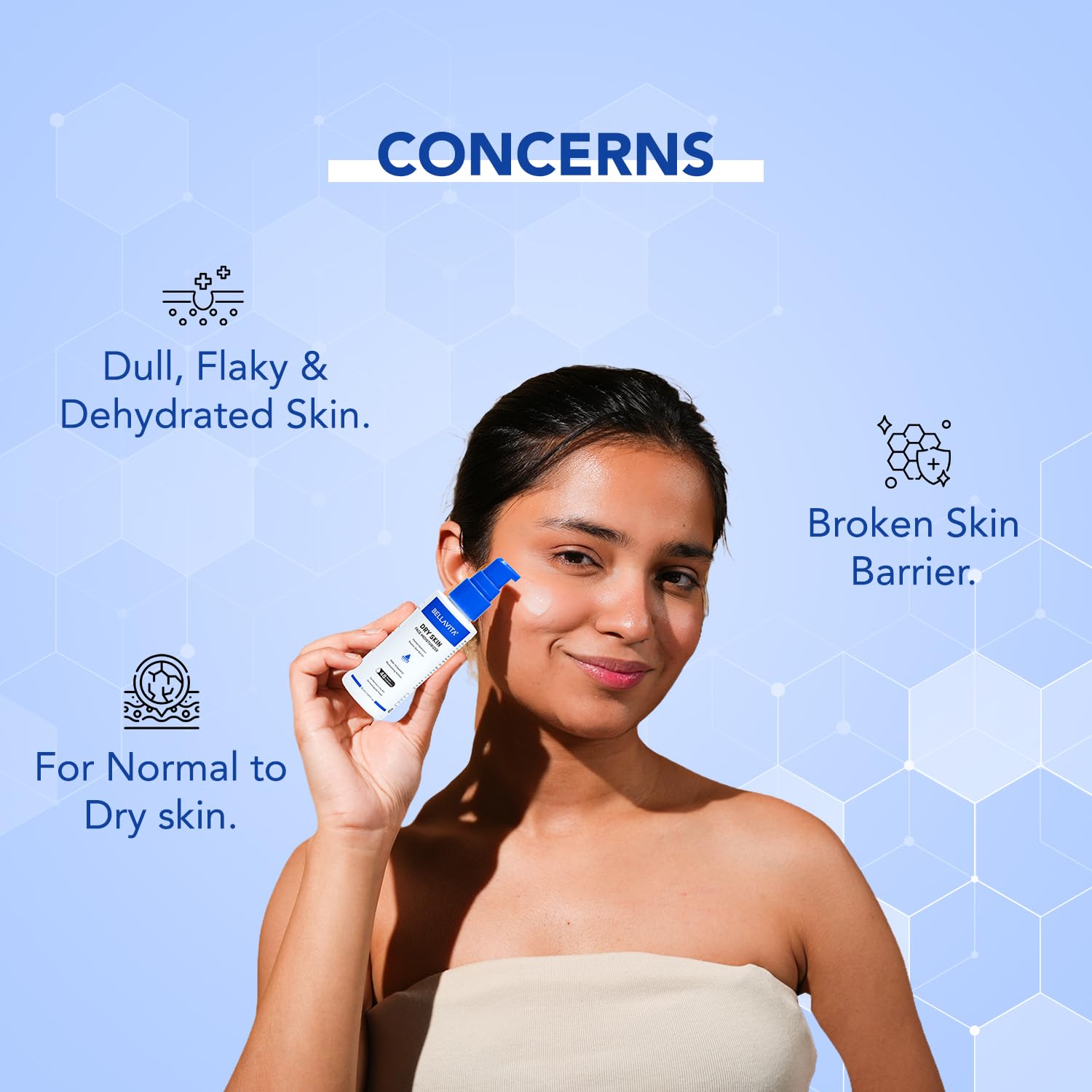 BELLAVITA Face Moisturizer Dry to Normal Skin | Power of 14 Moisturizing Actives | 48hrs Hydration | Intense Moisturization | Repairs & Soothes | pH Balanced | Moisturizer Cream For Men & Women | 50ml