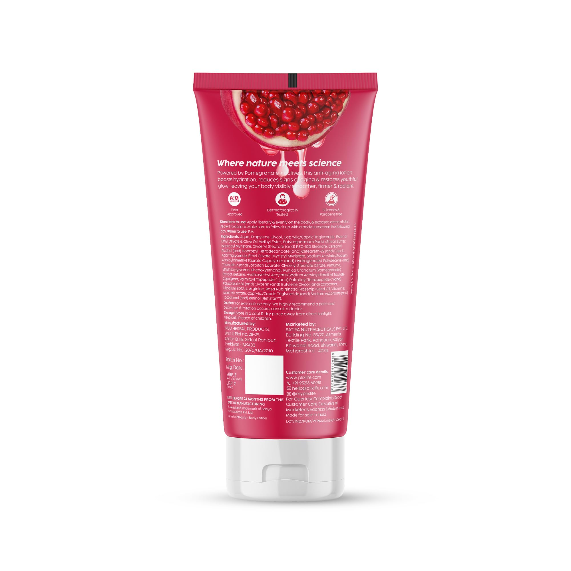 PLIX – THE PLANT FIX | Pomegranate Youth Renewal Anti-Aging Body Lotion | Reduces Fine Lines, Firms & Hydrates Skin | RetiSTAR™, Pomegranate & Shea Butter | Lightweight Daily Care
