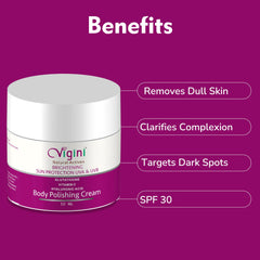 Vigini Glowing Radiance Kojic Acid Vitamin C Body Underarms Tan Removal Polishing Moisturizer Cream for Pigmentation Dark Spots Dull Uneven Skin Tone Patches for Oily & Dry Skin Men Women 50ml
