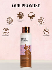 Just Herbs Ayurvedic Castor Conditioner with Onion Black Seed Oil & Bhringraj Shampoo For Color Treated Hair | Controls Frizz & Moisturizes Hair -100 ml