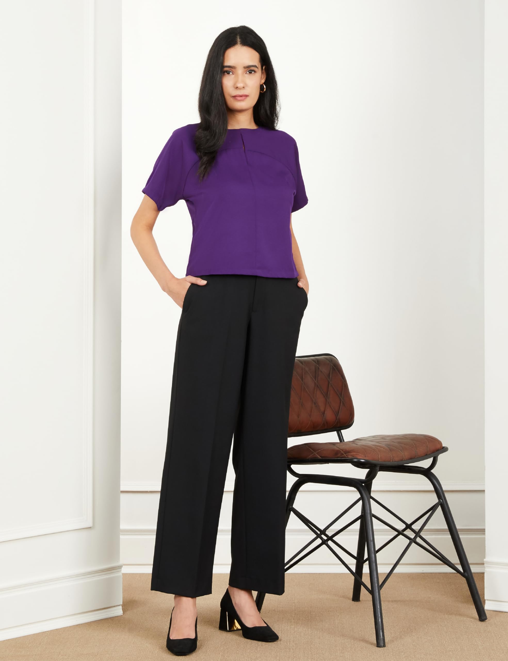 Symbol Premium Women's Wide Leg 4-Way Stretch Formal Trousers | Flexi-Waist | Waistband Gripper | Desk-to-Dinner (Available in Plus Sizes)