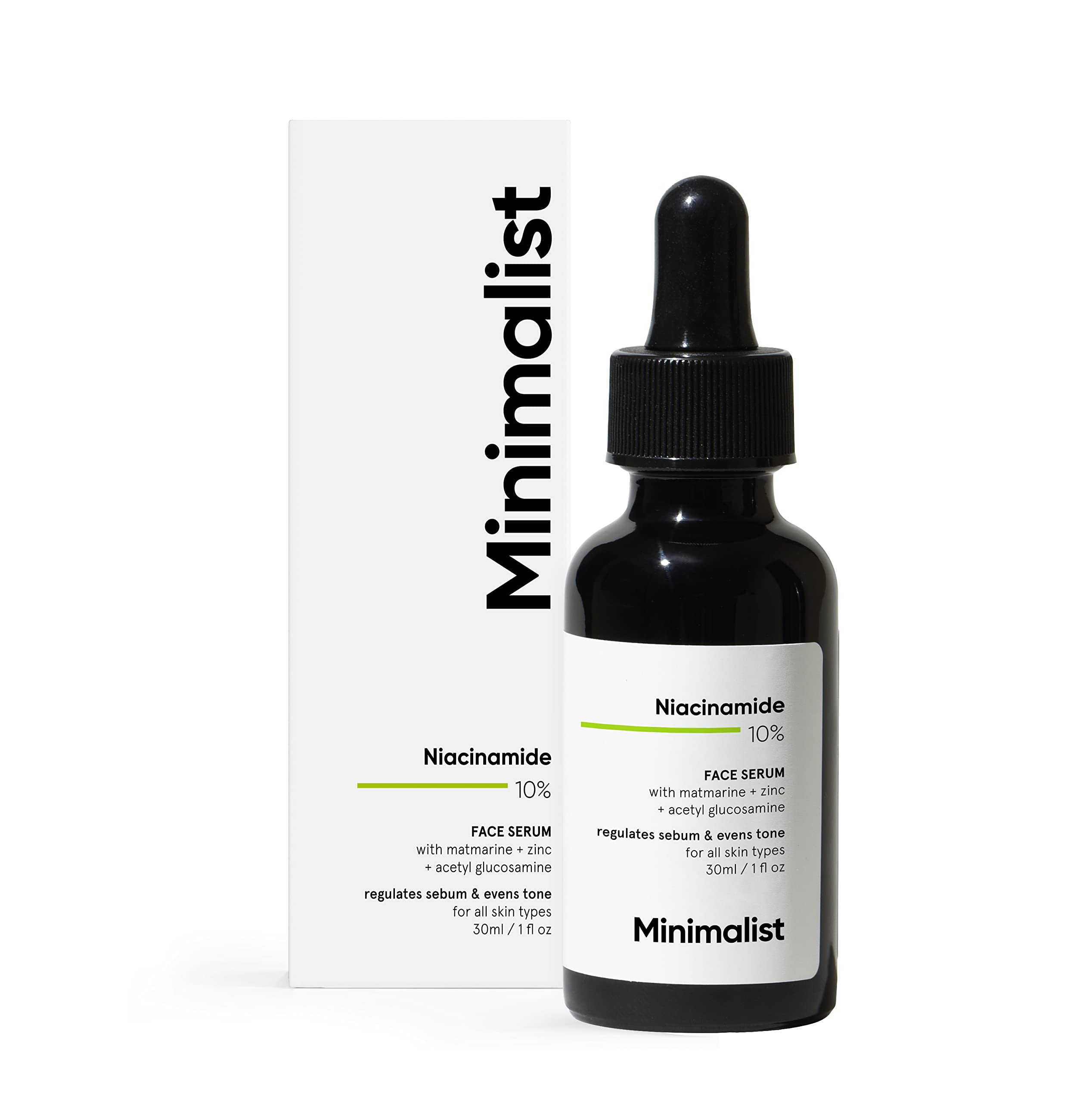Minimalist 10% Niacinamide Serum with Zinc – Reduces Acne Marks, Controls Oil & Minimizes Pores | Vitamin B3 for Blemish-Free, Clear Skin | For Oily & Acne-Prone Skin (30 ml)